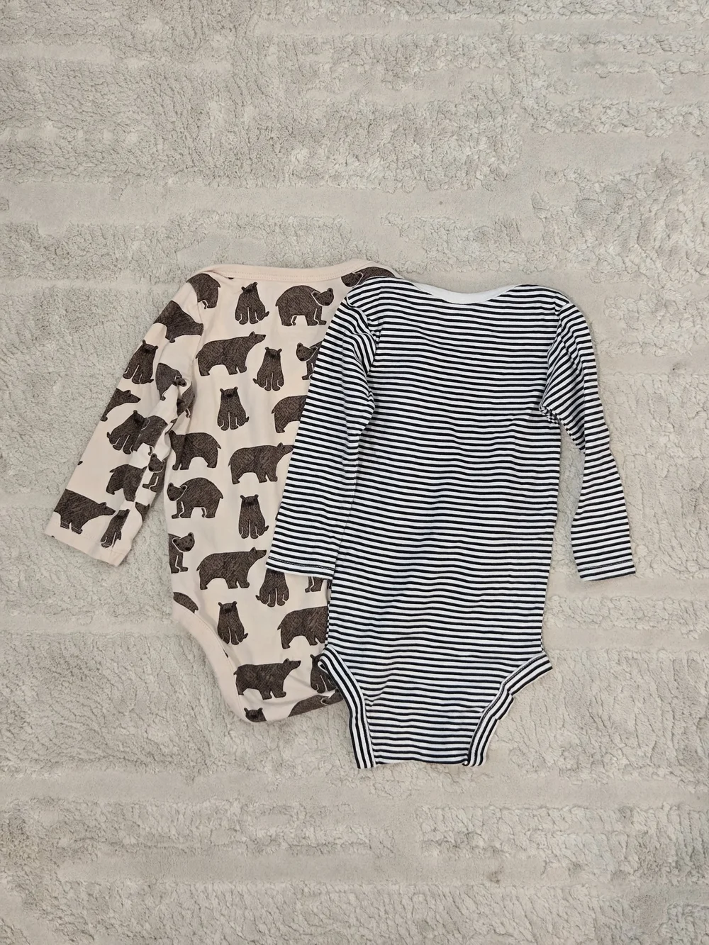 Gap Gerber - Set Of 2 Baby Long-Sleeve Bodysuits - Bear Print & Black Stripe
